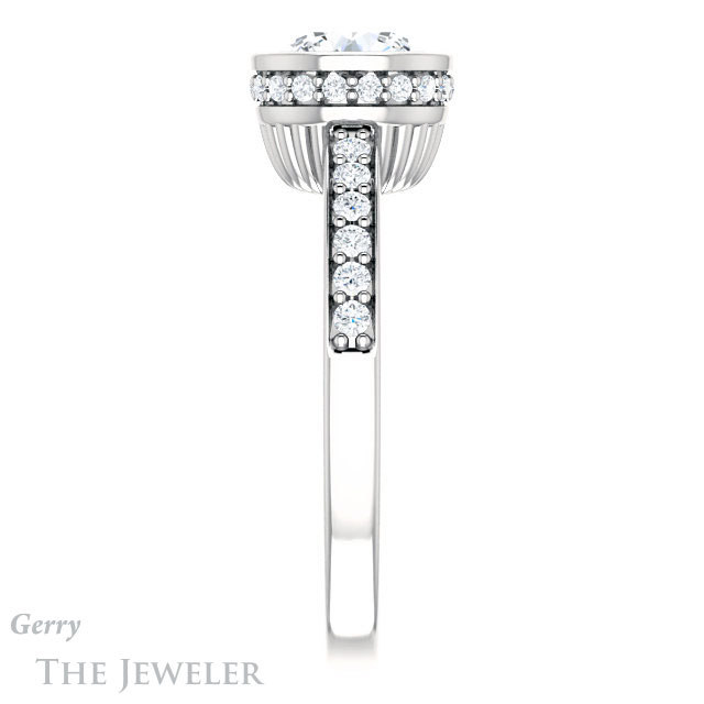 Round Cut Forever One Moissanite Engagement Ring #GTJ1034-round-fo-w