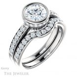 Round Cut Forever One Moissanite Engagement Ring #GTJ1034-round-fo-w