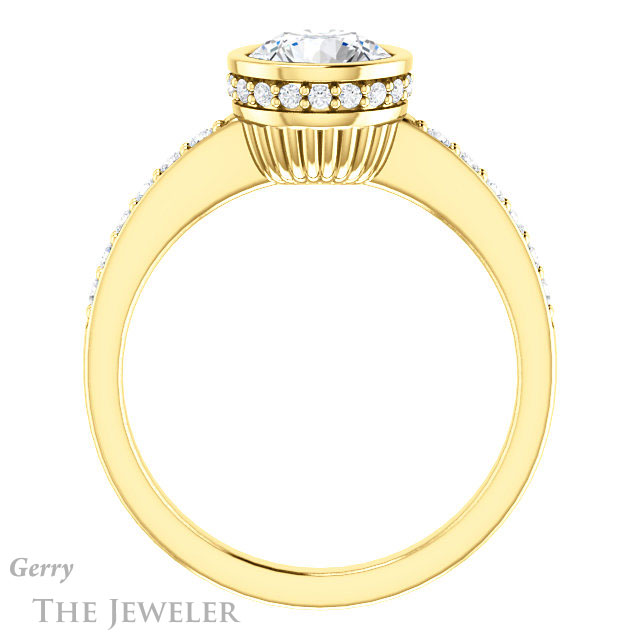 Round Cut Forever One Moissanite Engagement Ring #GTJ1034-round-fo-y