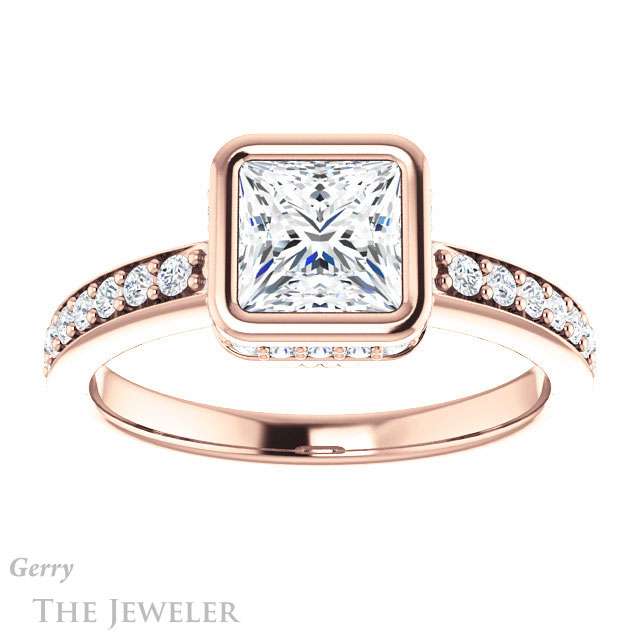Princess Cut Forever One Moissanite Engagement Ring #GTJ1034-square-fo-r
