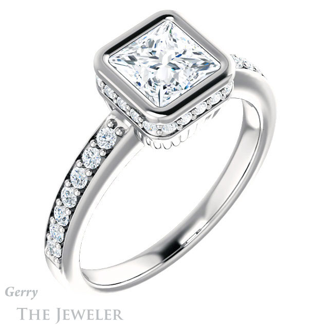 Princess Cut Forever One Moissanite Engagement Ring #GTJ1034-square-fo-w