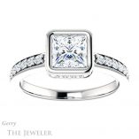 Princess Cut Forever One Moissanite Engagement Ring #GTJ1034-square-fo-w