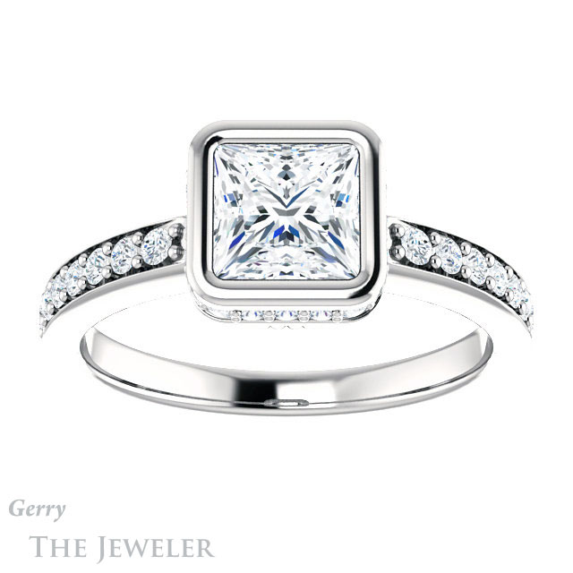 Princess Cut Forever One Moissanite Engagement Ring #GTJ1034-square-fo-w