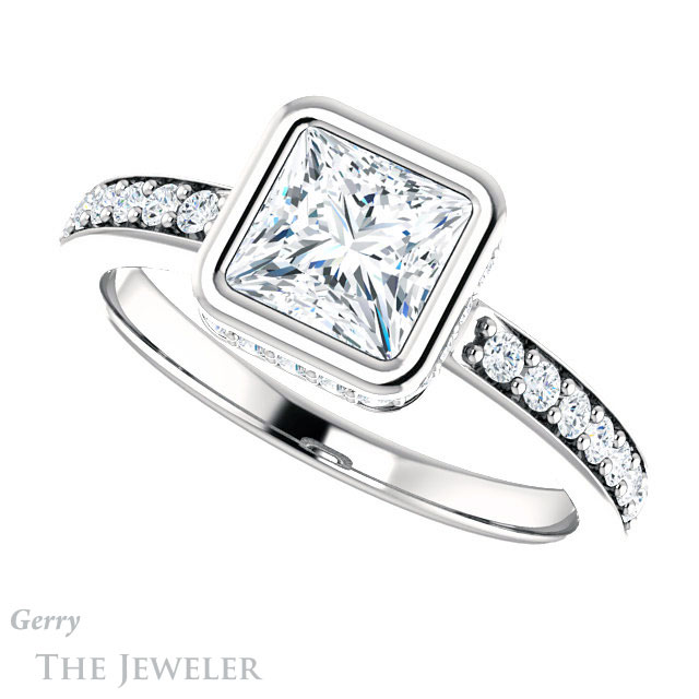 Princess Cut Forever One Moissanite Engagement Ring #GTJ1034-square-fo-w