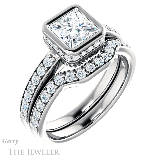 Princess Cut Forever One Moissanite Engagement Ring #GTJ1034-square-fo-w