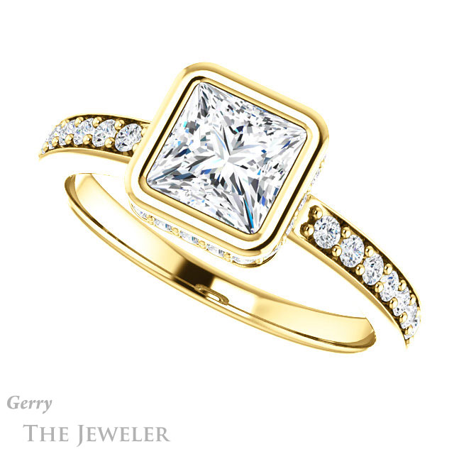 Princess Cut Forever One Moissanite Engagement Ring #GTJ1034-square-fo-y