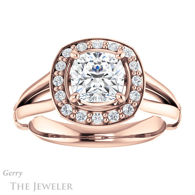 Cushion Cut Forever One Moissanite Engagement Ring #GTJ1035-cushion-fo-r