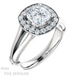Cushion Cut Forever One Moissanite Engagement Ring #GTJ1035-cushion-fo-w 4 Cushion Cut Forever One Moissanite Engagement Ring #GTJ1035-cushion-fo-w