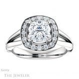 Cushion Cut Forever One Moissanite Engagement Ring #GTJ1035-cushion-fo-w 1 Cushion Cut Forever One Moissanite Engagement Ring #GTJ1035-cushion-fo-w