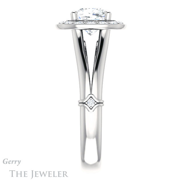 Cushion Cut Forever One Moissanite Engagement Ring #GTJ1035-cushion-fo-w 3 Cushion Cut Forever One Moissanite Engagement Ring #GTJ1035-cushion-fo-w