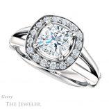 Cushion Cut Forever One Moissanite Engagement Ring #GTJ1035-cushion-fo-w 5 Cushion Cut Forever One Moissanite Engagement Ring #GTJ1035-cushion-fo-w
