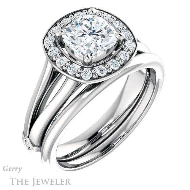 Cushion Cut Forever One Moissanite Engagement Ring #GTJ1035-cushion-fo-w 6 Cushion Cut Forever One Moissanite Engagement Ring #GTJ1035-cushion-fo-w
