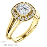 Cushion Cut Forever One Moissanite Engagement Ring #GTJ1035-cushion-fo-y