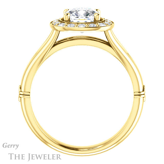 Cushion Cut Forever One Moissanite Engagement Ring #GTJ1035-cushion-fo-y