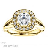 Cushion Cut Forever One Moissanite Engagement Ring #GTJ1035-cushion-fo-y