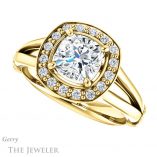 Cushion Cut Forever One Moissanite Engagement Ring #GTJ1035-cushion-fo-y