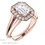 Emerald Cut Forever One Moissanite Engagement Ring #GTJ1035-emerald-fb-r 4 Emerald Cut Forever Brilliant Moissanite Engagement Ring #GTJ1035-emerald-fb-r