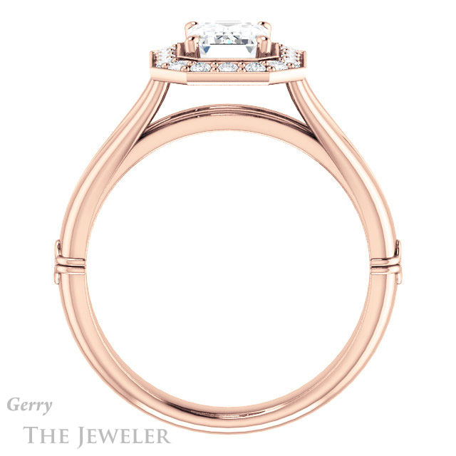 Emerald Cut Forever Brilliant Moissanite Engagement Ring #GTJ1035-emerald-fb-r