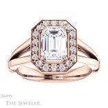 Emerald Cut Forever One Moissanite Engagement Ring #GTJ1035-emerald-fb-r 1 Emerald Cut Forever Brilliant Moissanite Engagement Ring #GTJ1035-emerald-fb-r