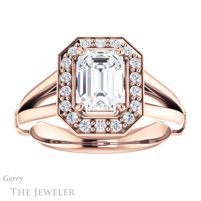 Emerald Cut Forever Brilliant Moissanite Engagement Ring #GTJ1035-emerald-fb-r