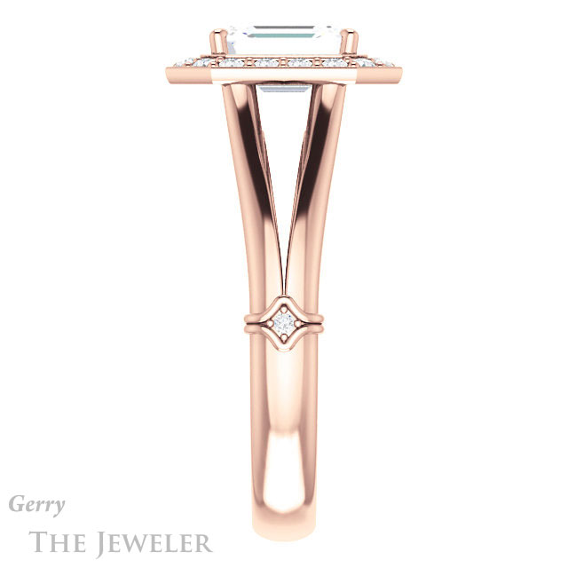 Emerald Cut Forever One Moissanite Engagement Ring #GTJ1035-emerald-fb-r 3 Emerald Cut Forever Brilliant Moissanite Engagement Ring #GTJ1035-emerald-fb-r