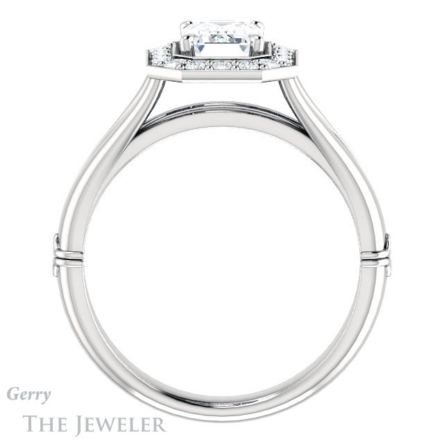 Emerald Cut Forever Brilliant Moissanite Engagement Ring #GTJ1035-emerald-fb-w
