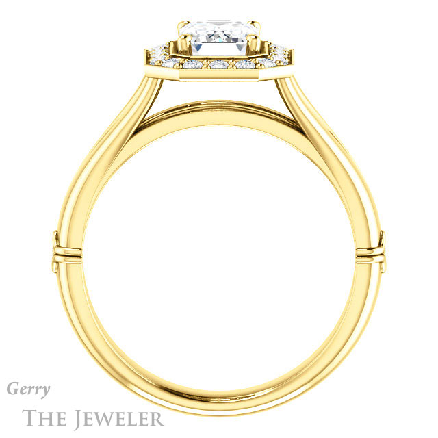 Emerald Cut Forever Brilliant Moissanite Engagement Ring #GTJ1035-emerald-fb-y