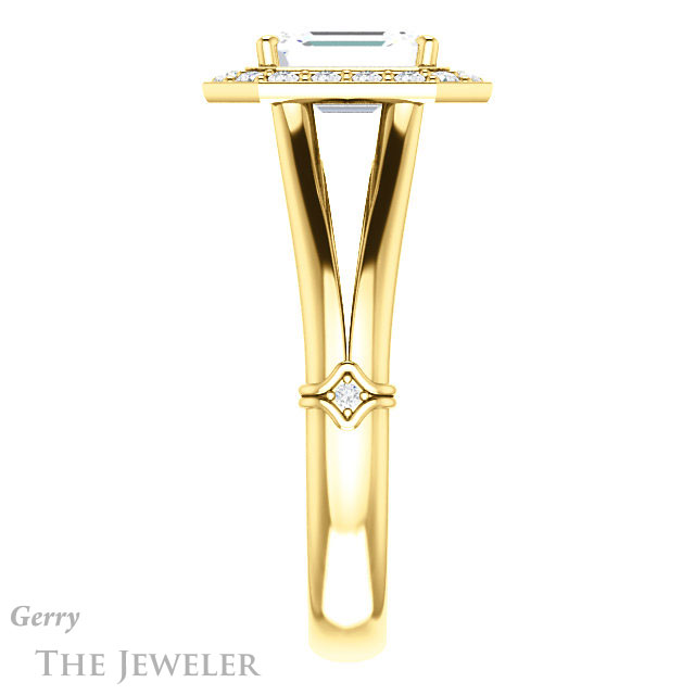 Emerald Cut Forever Brilliant Moissanite Engagement Ring #GTJ1035-emerald-fb-y