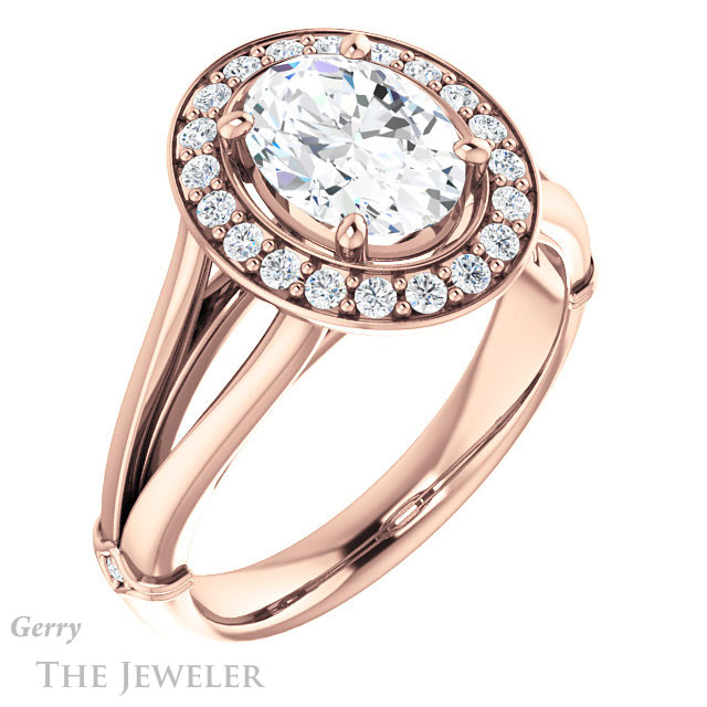 Oval Shaped Forever One Moissanite Engagement Ring #GTJ1035-oval-fo-r