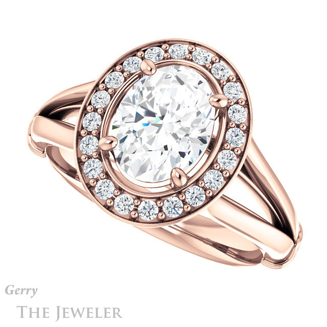 Oval Shaped Forever One Moissanite Engagement Ring #GTJ1035-oval-fo-r