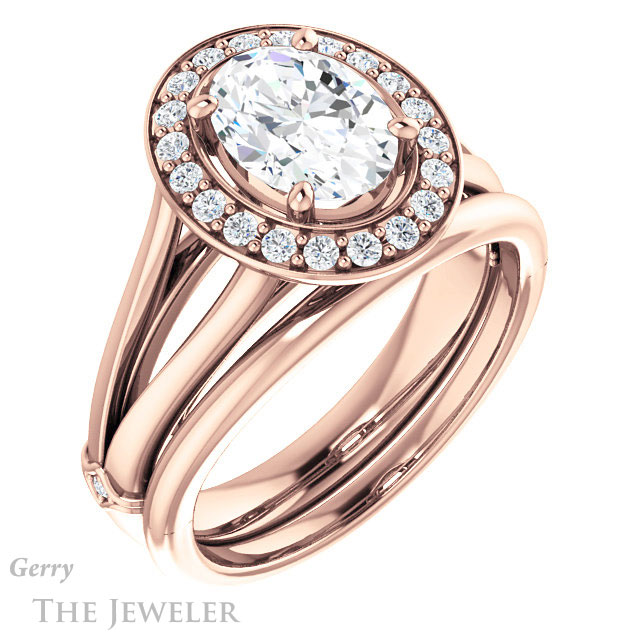 Oval Shaped Forever One Moissanite Engagement Ring #GTJ1035-oval-fo-r
