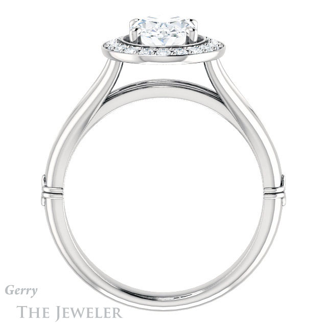 Oval Shaped Forever One Moissanite Engagement Ring #GTJ1035-oval-fo-w