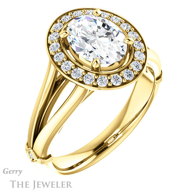 Oval Shaped Forever One Moissanite Engagement Ring #GTJ1035-oval-fo-y 4 Oval Shaped Forever One Moissanite Engagement Ring #GTJ1035-oval-fo-y