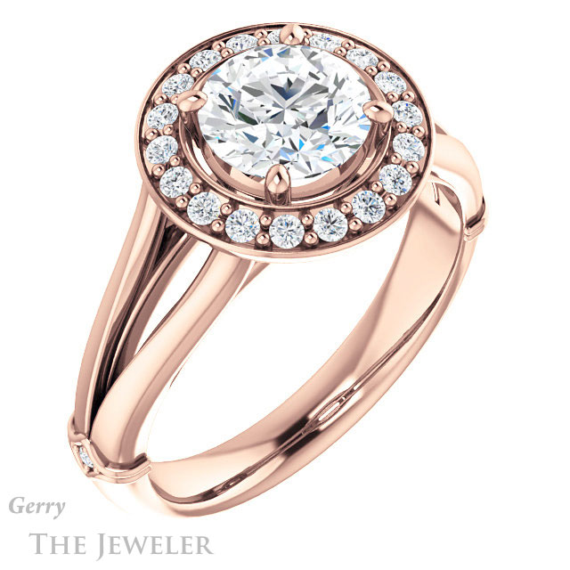 Round Cut Forever One Moissanite Engagement Ring #GTJ1035-round-fo-r 4 Round Cut Forever One Moissanite Engagement Ring #GTJ1035-round-fo-r