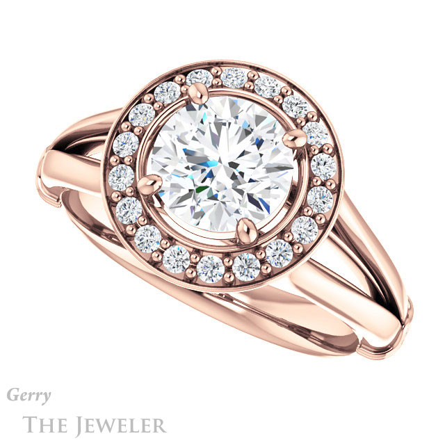 Round Cut Forever One Moissanite Engagement Ring #GTJ1035-round-fo-r 5 Round Cut Forever One Moissanite Engagement Ring #GTJ1035-round-fo-r