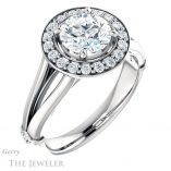 Round Cut Forever One Moissanite Engagement Ring #GTJ1035-round-fo-w 4 Round Cut Forever One Moissanite Engagement Ring #GTJ1035-round-fo-w