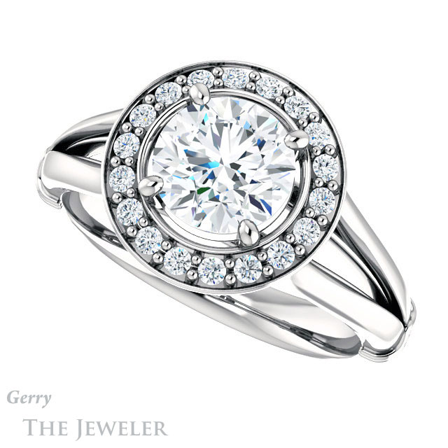 Round Cut Forever One Moissanite Engagement Ring #GTJ1035-round-fo-w 5 Round Cut Forever One Moissanite Engagement Ring #GTJ1035-round-fo-w
