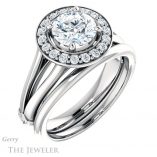 Round Cut Forever One Moissanite Engagement Ring #GTJ1035-round-fo-w 6 Round Cut Forever One Moissanite Engagement Ring #GTJ1035-round-fo-w