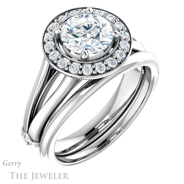Round Cut Forever One Moissanite Engagement Ring #GTJ1035-round-fo-w 6 Round Cut Forever One Moissanite Engagement Ring #GTJ1035-round-fo-w