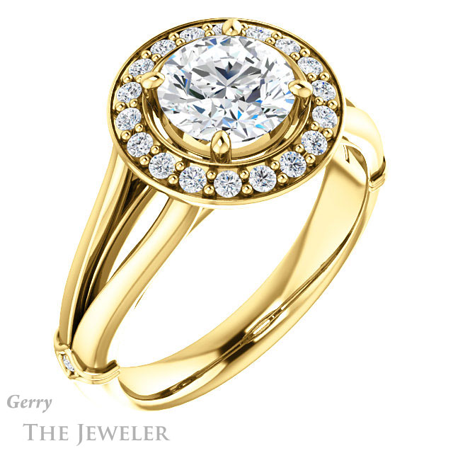 Round Cut Forever One Moissanite Engagement Ring #GTJ1035-round-fo-y 4 Round Cut Forever One Moissanite Engagement Ring #GTJ1035-round-fo-y