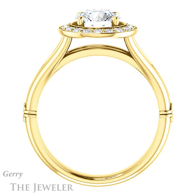 Round Cut Forever One Moissanite Engagement Ring #GTJ1035-round-fo-y