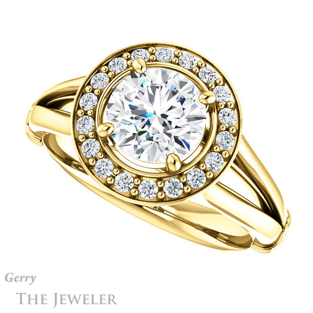 Round Cut Forever One Moissanite Engagement Ring #GTJ1035-round-fo-y 5 Round Cut Forever One Moissanite Engagement Ring #GTJ1035-round-fo-y