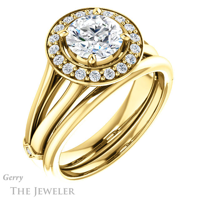 Round Cut Forever One Moissanite Engagement Ring #GTJ1035-round-fo-y 6 Round Cut Forever One Moissanite Engagement Ring #GTJ1035-round-fo-y