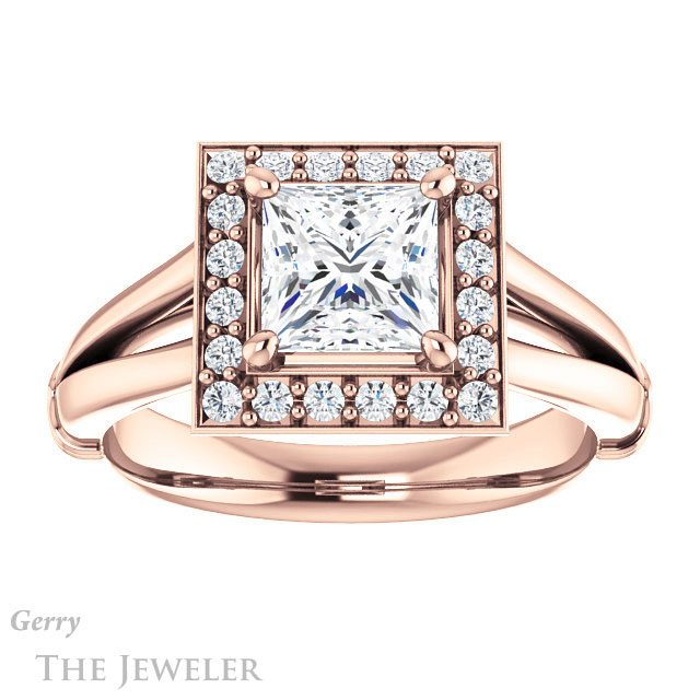 Princess Cut Forever One Moissanite Engagement Ring #GTJ1035-square-fo-r