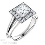 Princess Cut Forever One Moissanite Engagement Ring #GTJ1035-square-fo-w 4 Princess Cut Forever One Moissanite Engagement Ring #GTJ1035-square-fo-w
