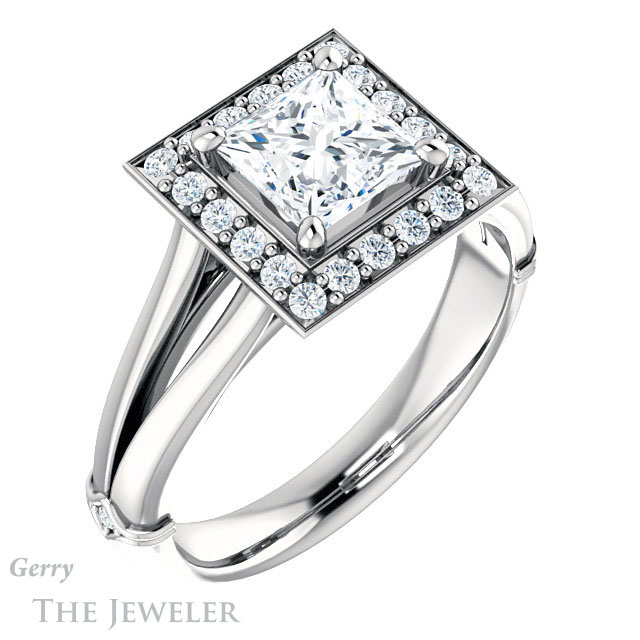 Princess Cut Forever One Moissanite Engagement Ring #GTJ1035-square-fo-w 4 Princess Cut Forever One Moissanite Engagement Ring #GTJ1035-square-fo-w