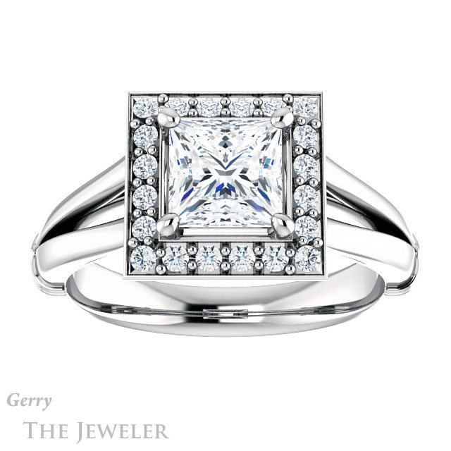 Princess Cut Forever One Moissanite Engagement Ring #GTJ1035-square-fo-w 1 Princess Cut Forever One Moissanite Engagement Ring #GTJ1035-square-fo-w