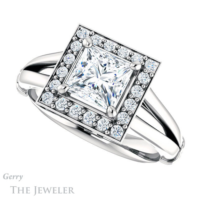 Princess Cut Forever One Moissanite Engagement Ring #GTJ1035-square-fo-w 5 Princess Cut Forever One Moissanite Engagement Ring #GTJ1035-square-fo-w