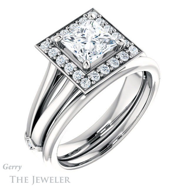 Princess Cut Forever One Moissanite Engagement Ring #GTJ1035-square-fo-w 6 Princess Cut Forever One Moissanite Engagement Ring #GTJ1035-square-fo-w