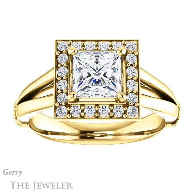 Princess Cut Forever One Moissanite Engagement Ring #GTJ1035-square-fo-y